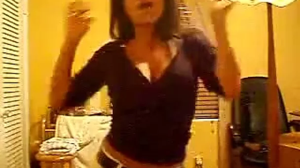 Delightful brown skin sweetheart wears tight clothes to tease me