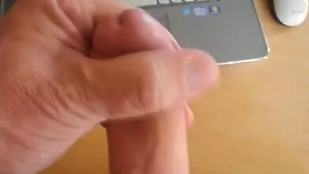 Watching a hot naked Asian babe on laptop and jerking off