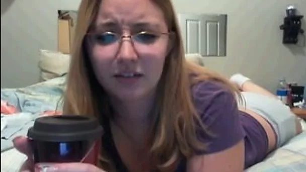 Nerdy webcam girl teases with her stinky feet in dirty socks
