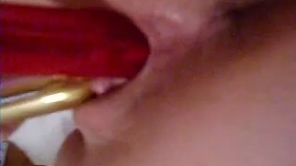 Sensual masturbation - wife pokes her quim with dildo