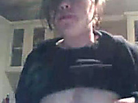 Chubby Irish chick is flashing her titties on web camera