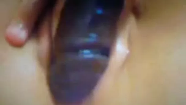 Playful girlfriend drills her creamy pussy with dildo and cums