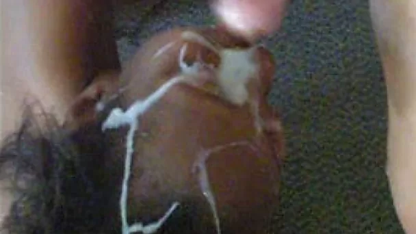 Mature black neighbor lady got a big cumshot on her face