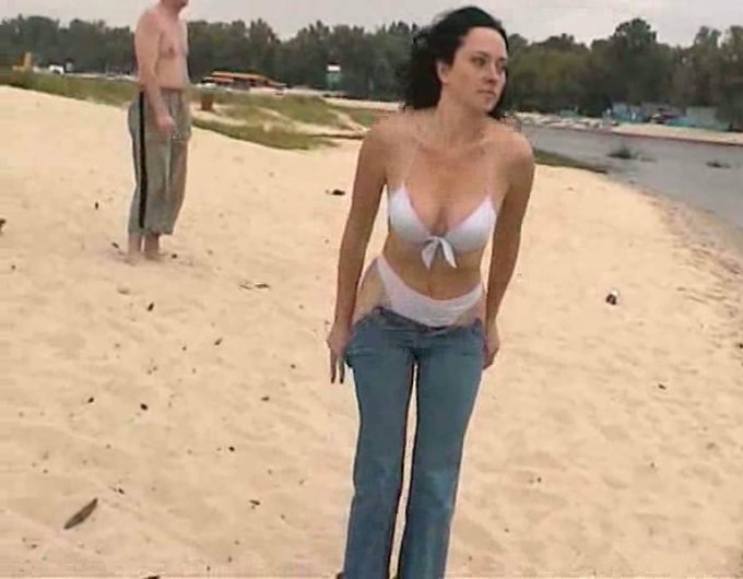 680px x 530px - Horny brunette wife of mine gets naked on the local nude beach