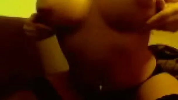 My bootyful Latina girlfriend with big tits fucks her twat with a heel