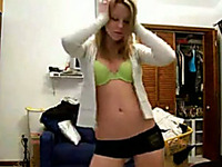 Skinny hot teen on webcam dances on the pole and strips