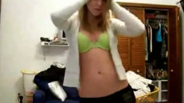 Skinny hot teen on webcam dances on the pole and strips