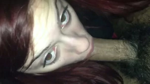 Redhead slutty girlfriend gives me blowjob on POV sex clip