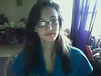 Cutie chick in glasses having fun on webcam by masturbating