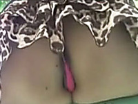 Wife's asshole and pussy lips from upskirt point of view