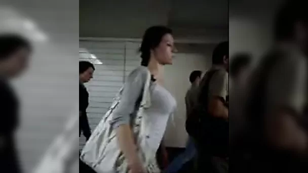Delicious and busty random young babe filmed upskirt
