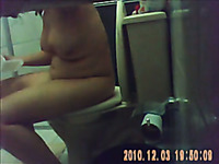 Chubby milf wife on hidden cam in the bathroom taking dump