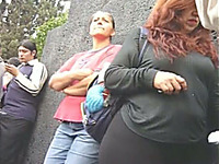 Huge-assed redhead lady gets caught on a hidden cam in the streeet