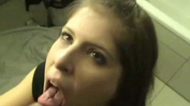 French young girlfriend eagerly sucks my cock on POV sex tape