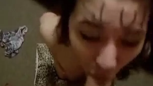 Cheap slut gets jizzed in her mouth after she sucked it