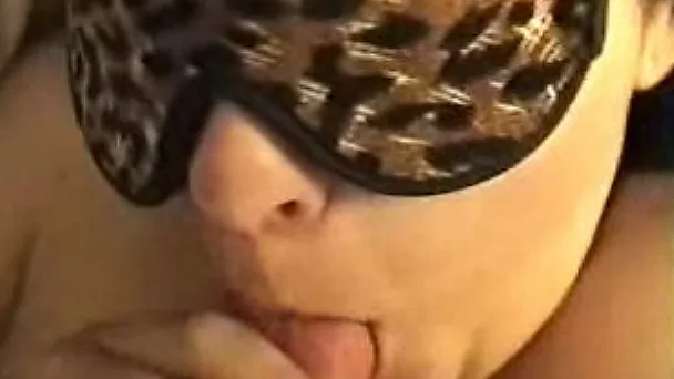 Blindfolded cute mature wifey trying her best to make me cum