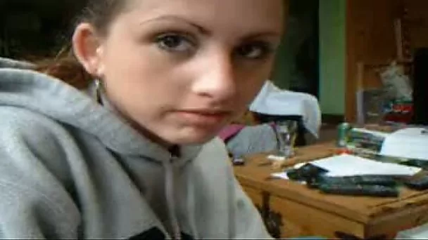 Teeny college whore gives me head after doing her homework