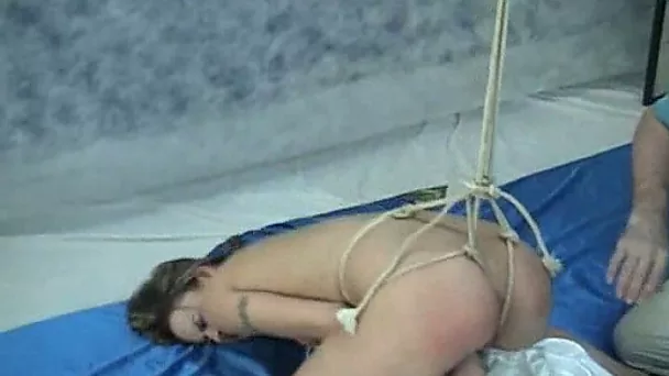 Bondage suspension and ass spanking with my submissive babe