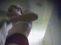 Hidden cam in girl's dorm bathroom - chick changes her underwear