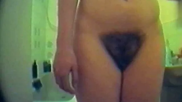 My curvaceous wifey exposes her hairy snatch after shower