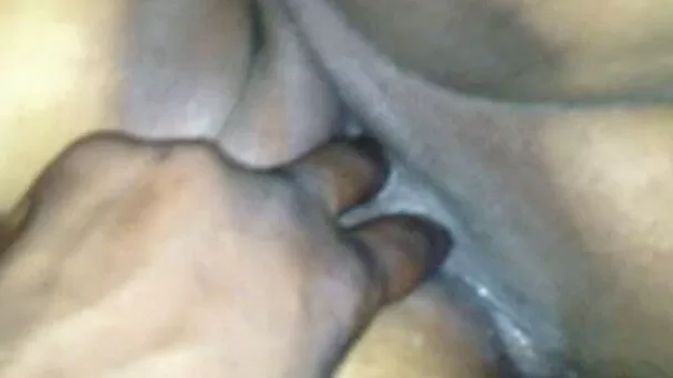 Just a stupid ebony chubby bitch getting banged on cam