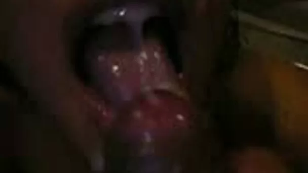 Ebony bitch is happy to suck cock and swallow some semen