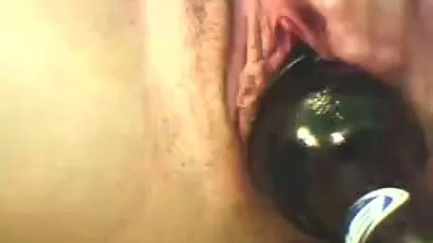 A glass bottle can easily fit in my elastic hairy coochie