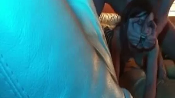 Wicked anal sex session with a hot teen chick on the couch