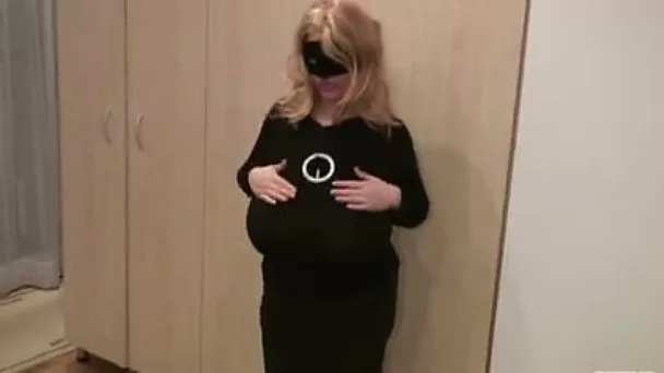 My blonde mature wife shows her huge natural knockers on cam