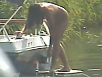 Nude cutie gets caught on a hidden camera outdoors