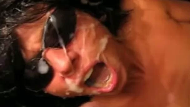 Dirty French whore in sunglasses sucks my dick until she gets a facial