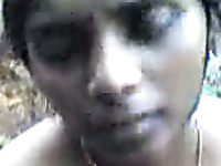 Dark skin Indian teen girlfriend blows my cock outdoors