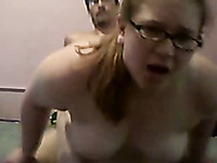 Fucking doggystyle my chubby amateur girlfriend in glasses