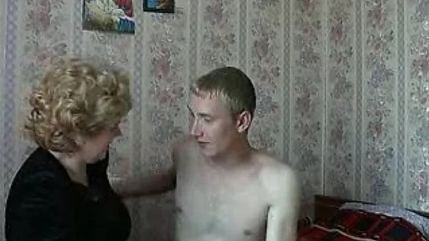 Russian mature mom is horny for my skinny body and cock