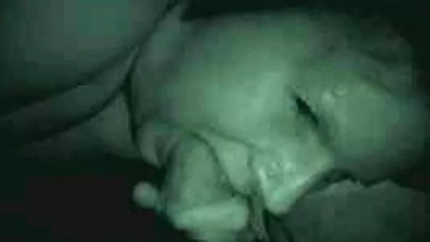 Sleepy wife of my friend gives me head on night vision camera