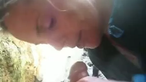 Nice quick blowjob outdoors from my college friend