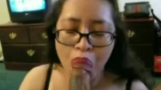Mature whore in glasses knows how to give a good blowjob