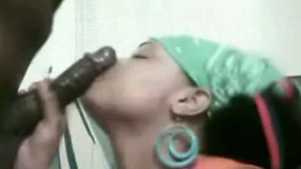 Brown head hoodrat on webcam eats my big black dick