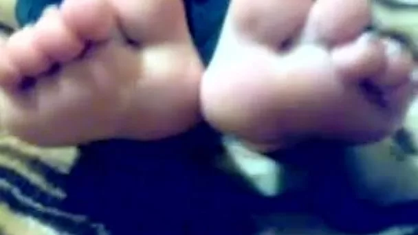 My lustful GF teases me with her pedicured feet in homemade clip