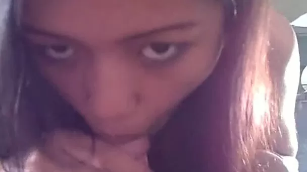 Cock craving chick from China is showing off her cock sucking skills