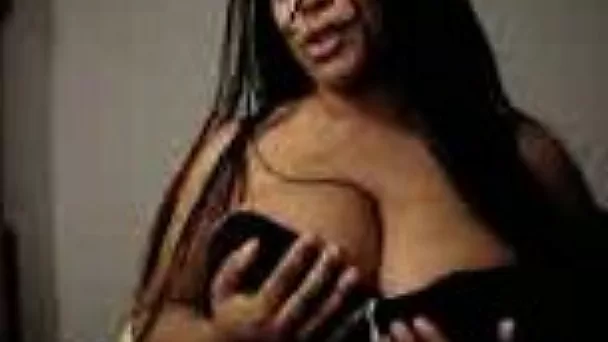 Zealous BBW ebony whore flaunts her stout juggs on webcam