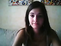 Cute and sexy brunette teen on webcam in her cozy bedroom