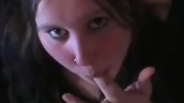 Chubby pierced hussy sucking my cock in POV sex tape