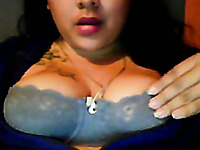 Plump and sexy brunette latina girl on webcam flashing boobs