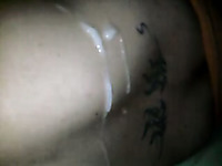 A big sticky load of cum on the tattoos of my girlfriend