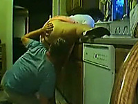 Chubby housewife gets her cunt licked and fucked in the kitchen