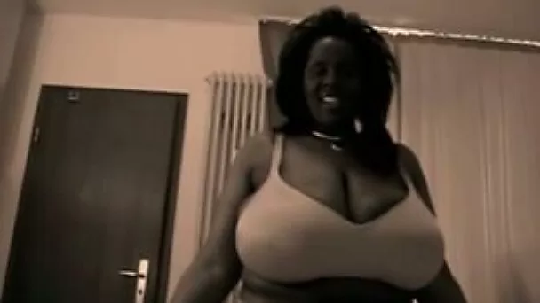 Huge-breasted ebony mom enjoys playing with my cock in POV clip
