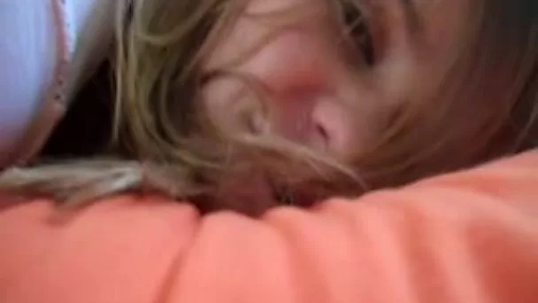 My GF fingers her smooth pussy after getting a facial cumshot