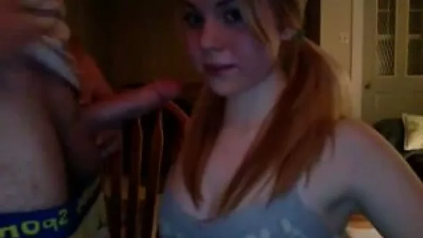 Pigtailed redhead teen cheats on her BF in webcam video