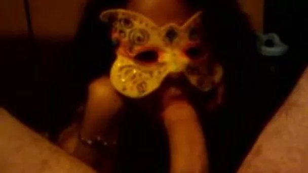 Chubby masked call-girl sucks my prick in POV scene